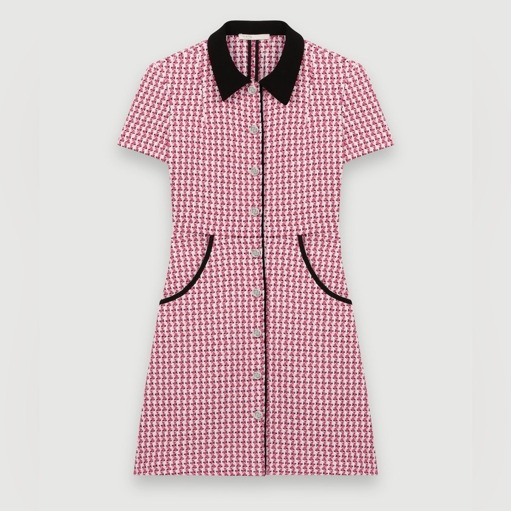 Maje Tweed Button-Front Mini Dress